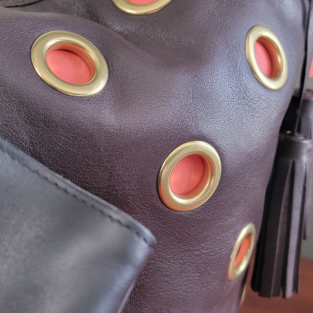 Coach 21181 Legacy Grommet Duffle Brown Orange Leather Shoulder Bag Y2K - Picture 7 of 16